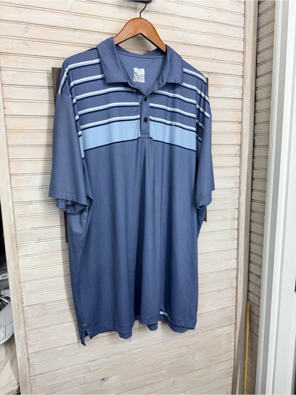 Callaway Mens XXL Blue Striped Golf Polo